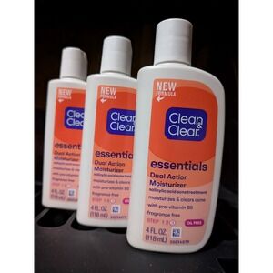 3ct*New Clean & Clear Dual Action  Moisturizer Acne Treatment exp 7/27 Each 4oz.